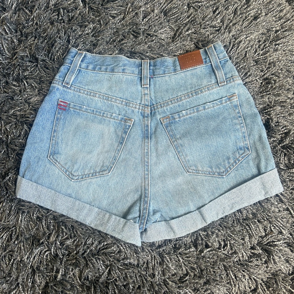 bdg light wash mom jean high waisted shorts